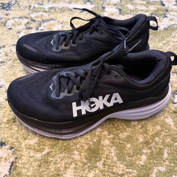 Hoka Bondi 8 {8.5 D} Black and White Athletic Shoes EUC - Picture 3 of 7